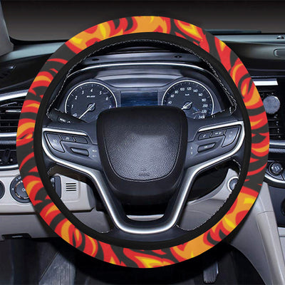 Flame Fire Print Pattern Steering Wheel Cover with Elastic Edge