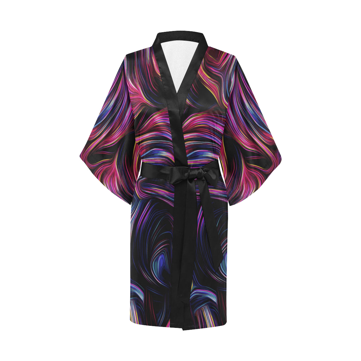 Liquid Pattern Print Design 01 Women's Short Kimono