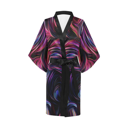 Liquid Pattern Print Design 01 Women's Short Kimono