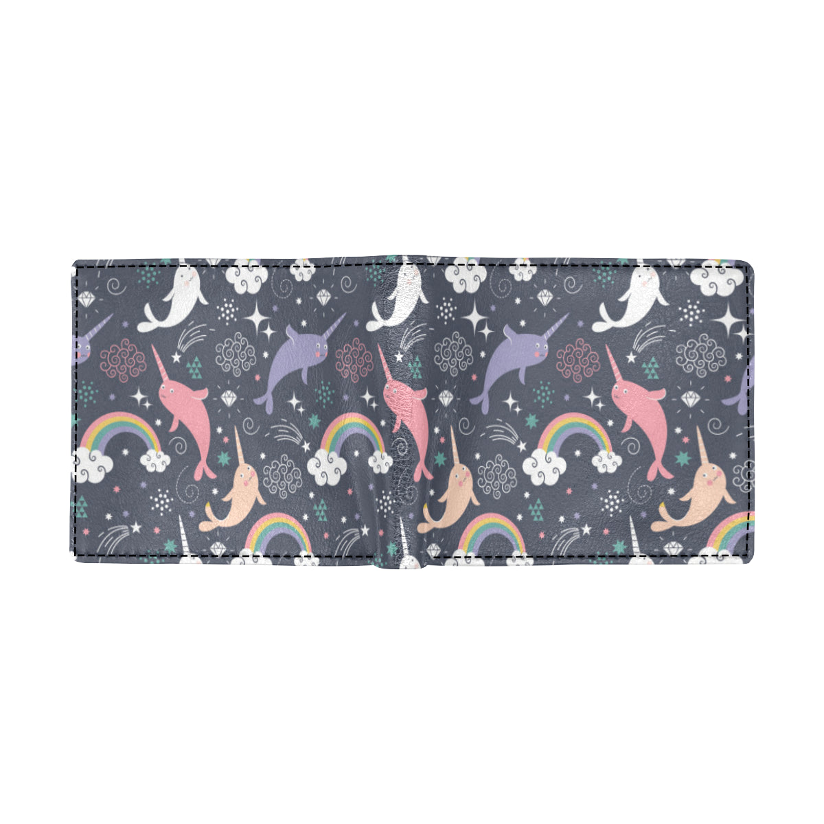 Narwhal Pattern Print Design 01 Men's ID Card Wallet