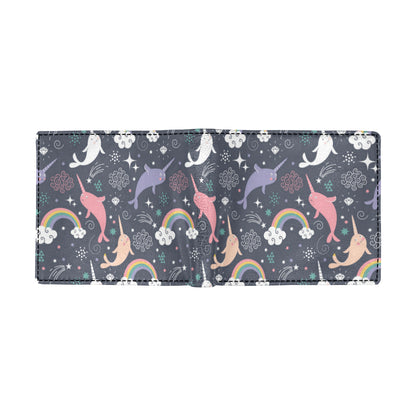 Narwhal Pattern Print Design 01 Men's ID Card Wallet