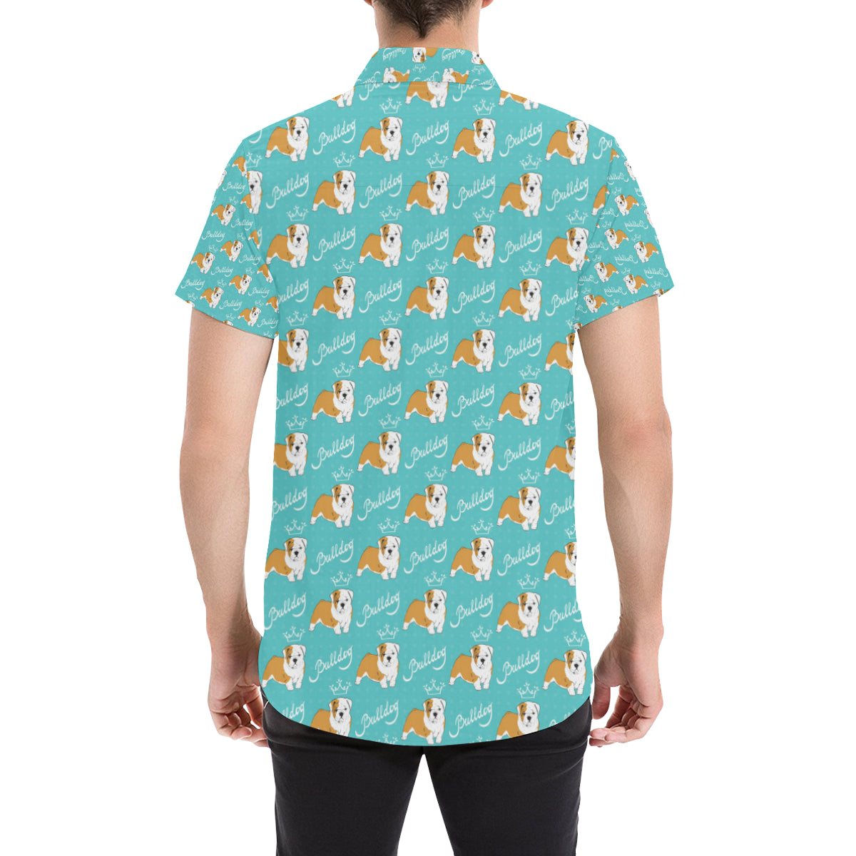 Bulldogs Pattern Print Design 05 Men's Short Sleeve Button Up Shirt