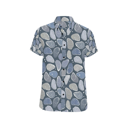 Oyster Pattern Print Design 02 Men's Short Sleeve Button Up Shirt