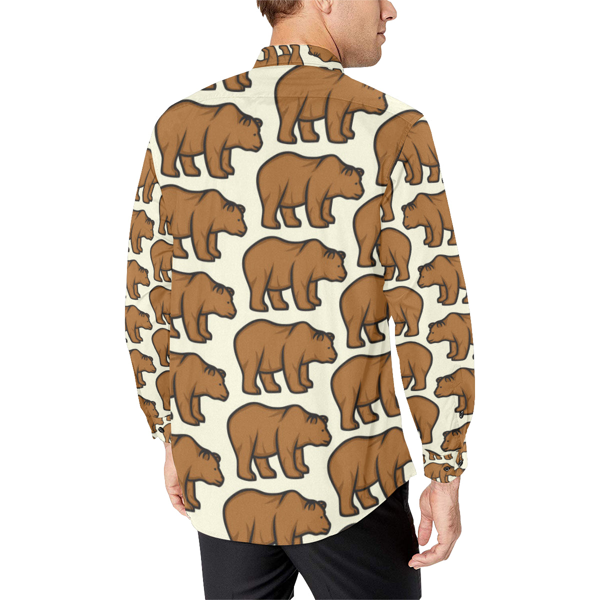 Bear Pattern Print Design BE05 Men's Long Sleeve Shirt
