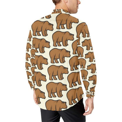 Bear Pattern Print Design BE05 Men's Long Sleeve Shirt