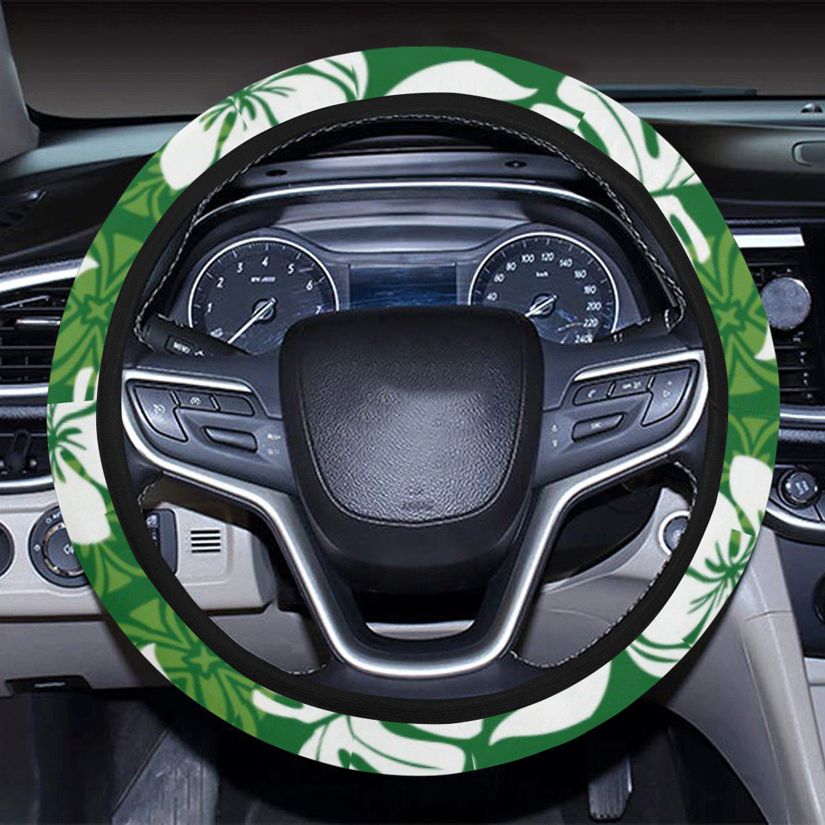 Hawaiian Themed Pattern Print Design H016 Steering Wheel Cover with Elastic Edge