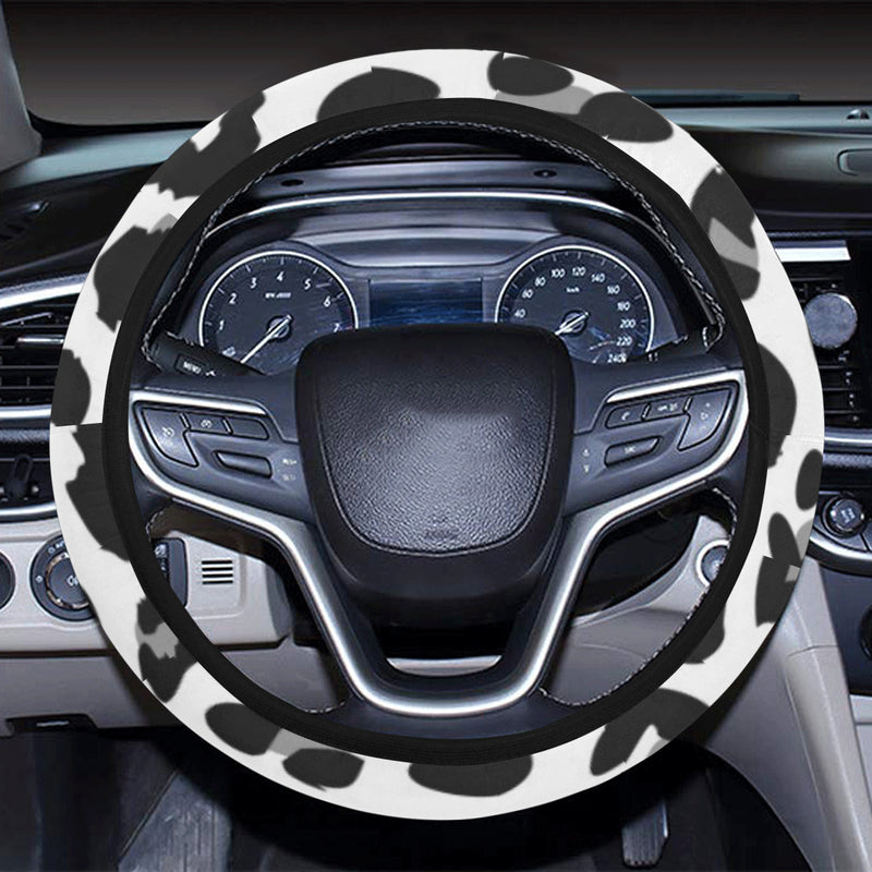 Snow Leopard Skin Print Steering Wheel Cover with Elastic Edge