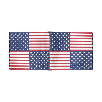 Patriotic US Flag Pattern Print Design A03 Men's ID Card Wallet