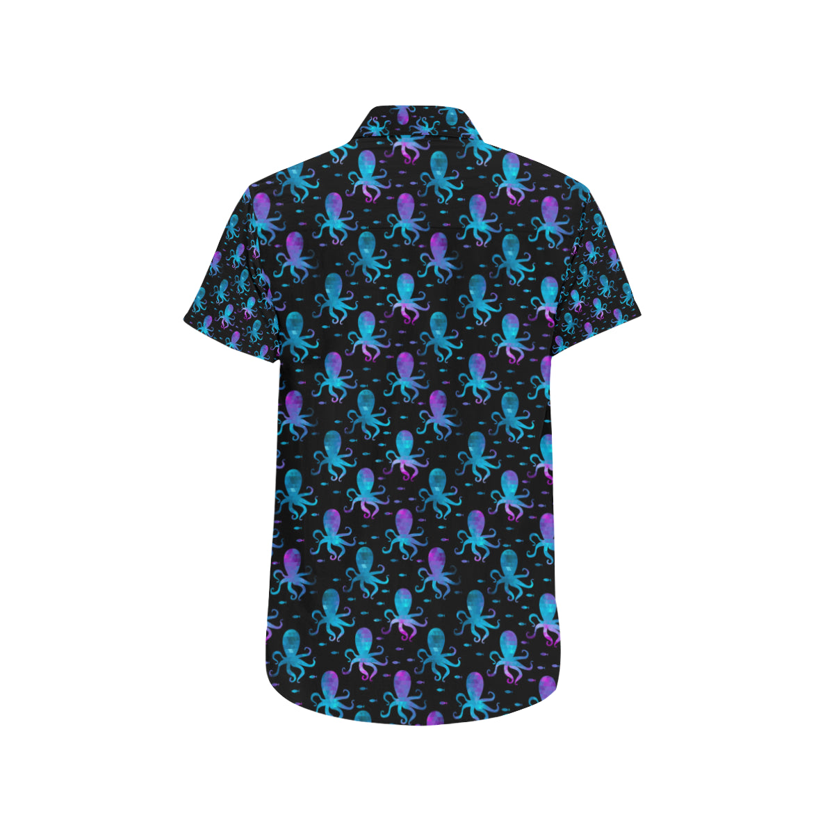 Octopus Blue Design Print Themed Men's Short Sleeve Button Up Shirt