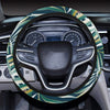 Sun Spot Tropical Palm Leaves hower Curtain Steering Wheel Cover with Elastic Edge