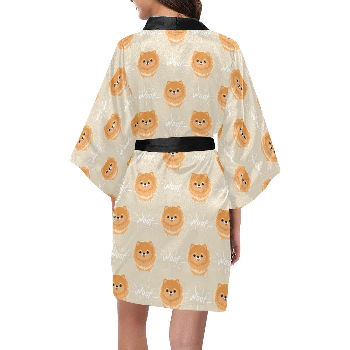 Pomeranians Pattern Print Design A04 Women's Short Kimono