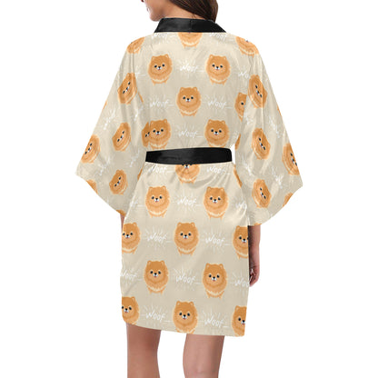 Pomeranians Pattern Print Design A04 Women's Short Kimono