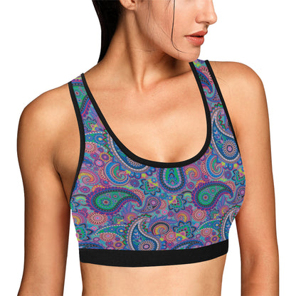 Paisley Colorful Pattern Print Design A02 Sports Bra