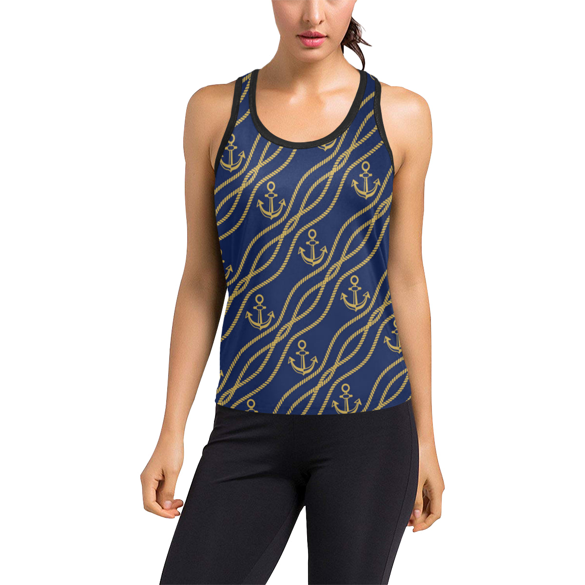 Nautical Anchor Rope  Pattern Women's Racerback Tank Top
