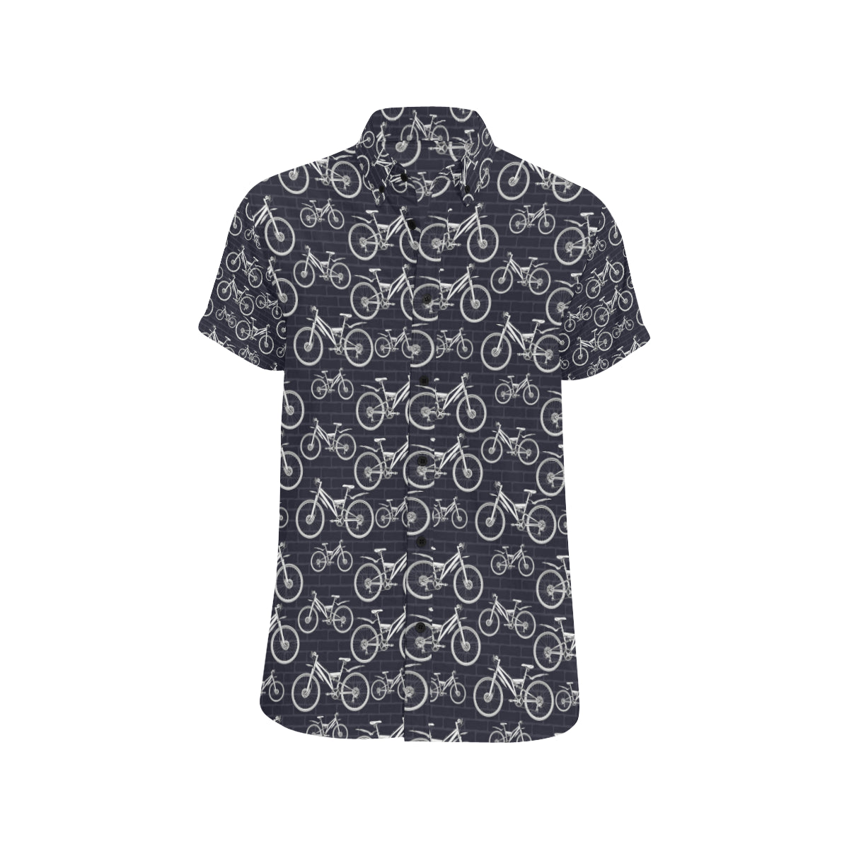 Mountain bike Pattern Print Design 02 Men's Short Sleeve Button Up Shirt