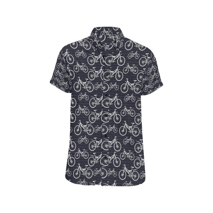 Mountain bike Pattern Print Design 02 Men's Short Sleeve Button Up Shirt