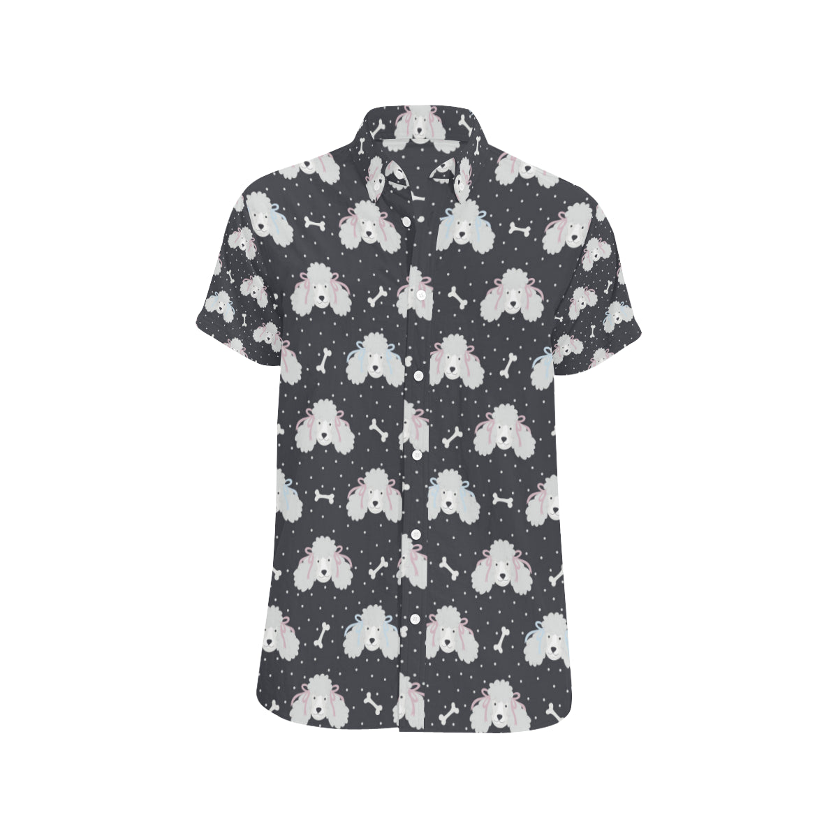 Poodle Pattern Print Design A03 Men's Short Sleeve Button Up Shirt