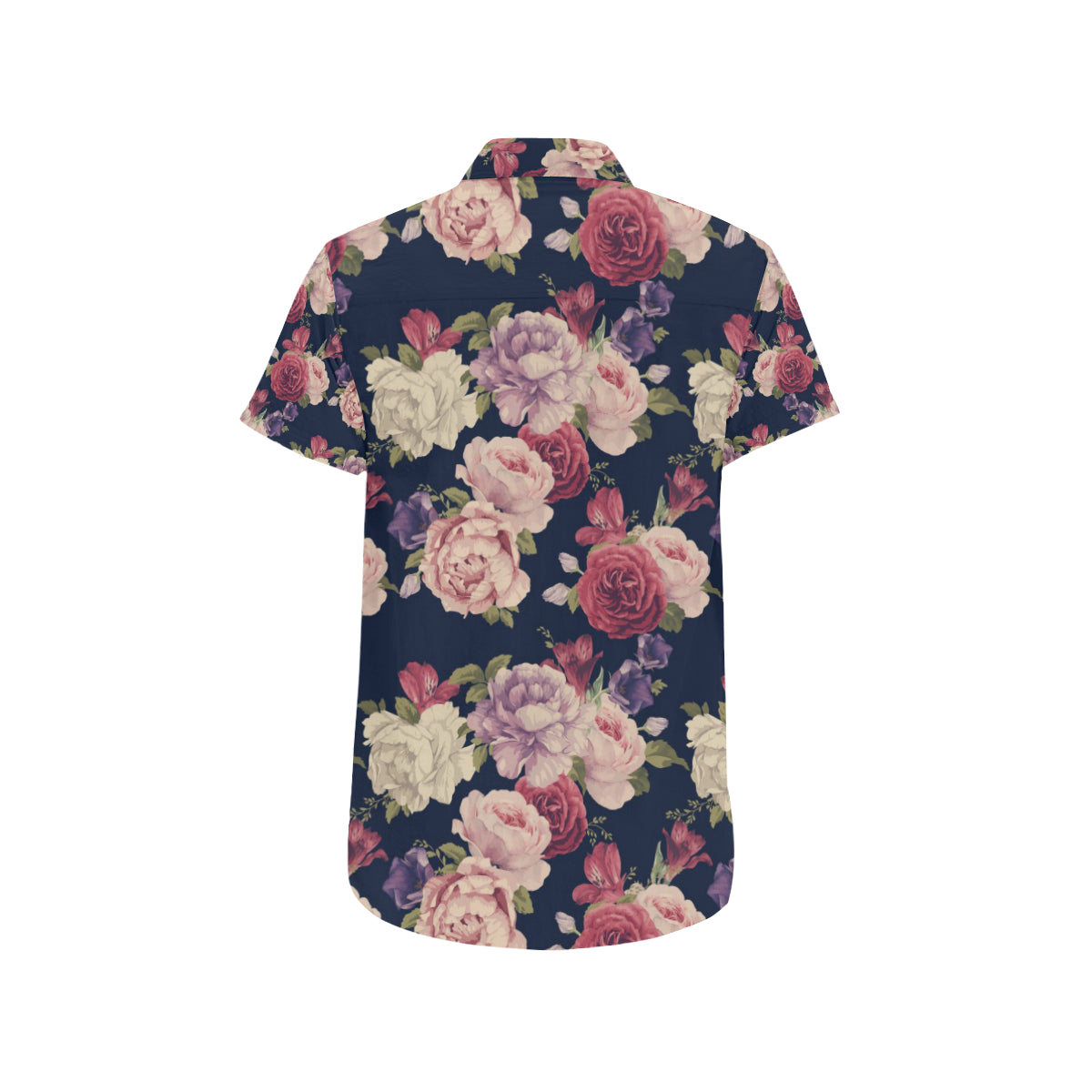 Peony Pattern Print Design PE03 Men's Short Sleeve Button Up Shirt