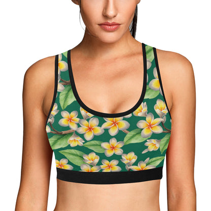 Plumeria Pattern Print Design PM07 Sports Bra