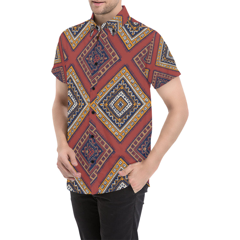 Native Pattern Print Design A06 Men's Short Sleeve Button Up Shirt