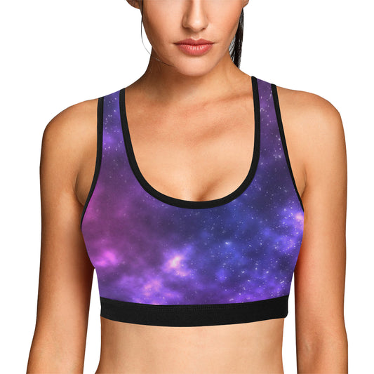 Celestial Purple Blue Galaxy Sports Bra