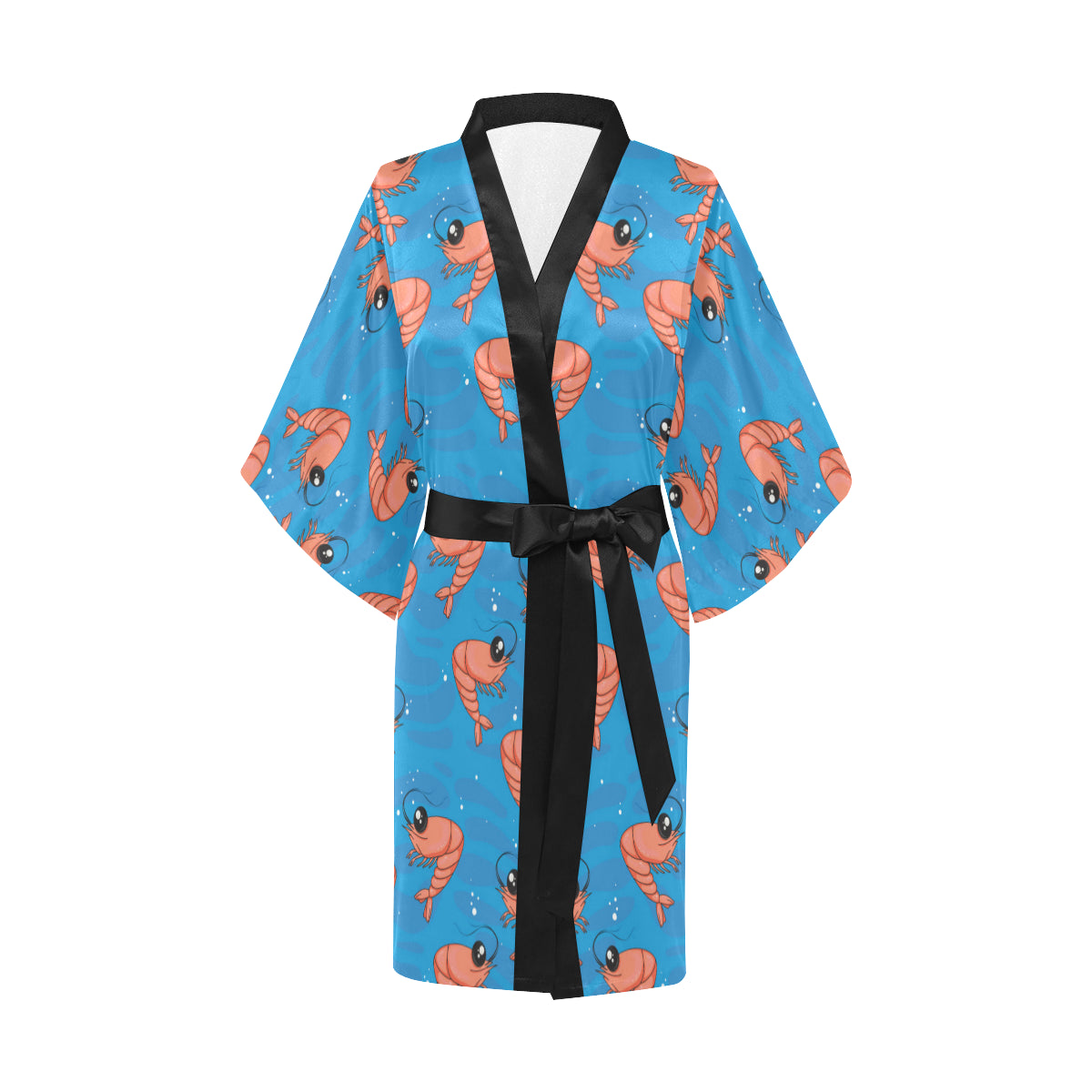 Prawn Cute Pattern Print Design 03 Women's Short Kimono