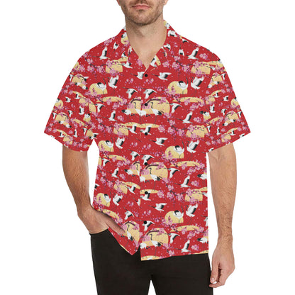 Crane Pattern Print Design 04 Men's Hawaiian Shirt