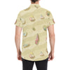 Beach with Seashell Theme Men's Short Sleeve Button Up Shirt