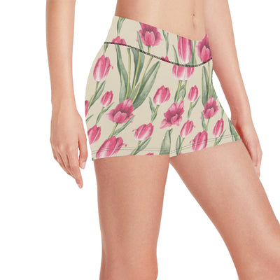 Tulip Pink Pattern Print Design TP06 Yoga Shorts