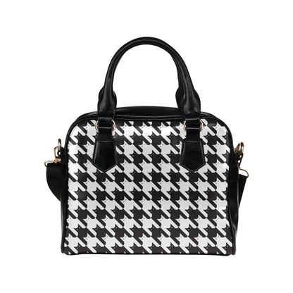 Cat HoundstoothPattern Print Design 01 Shoulder Handbag