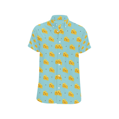 Cheese Pattern Print Design 02 Men's Short Sleeve Button Up Shirt