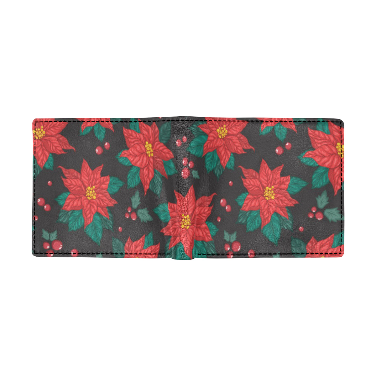 Poinsettia Pattern Print Design POT07 Men's ID Card Wallet