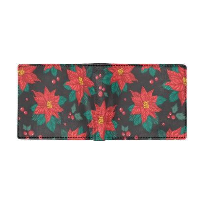 Poinsettia Pattern Print Design POT07 Men's ID Card Wallet