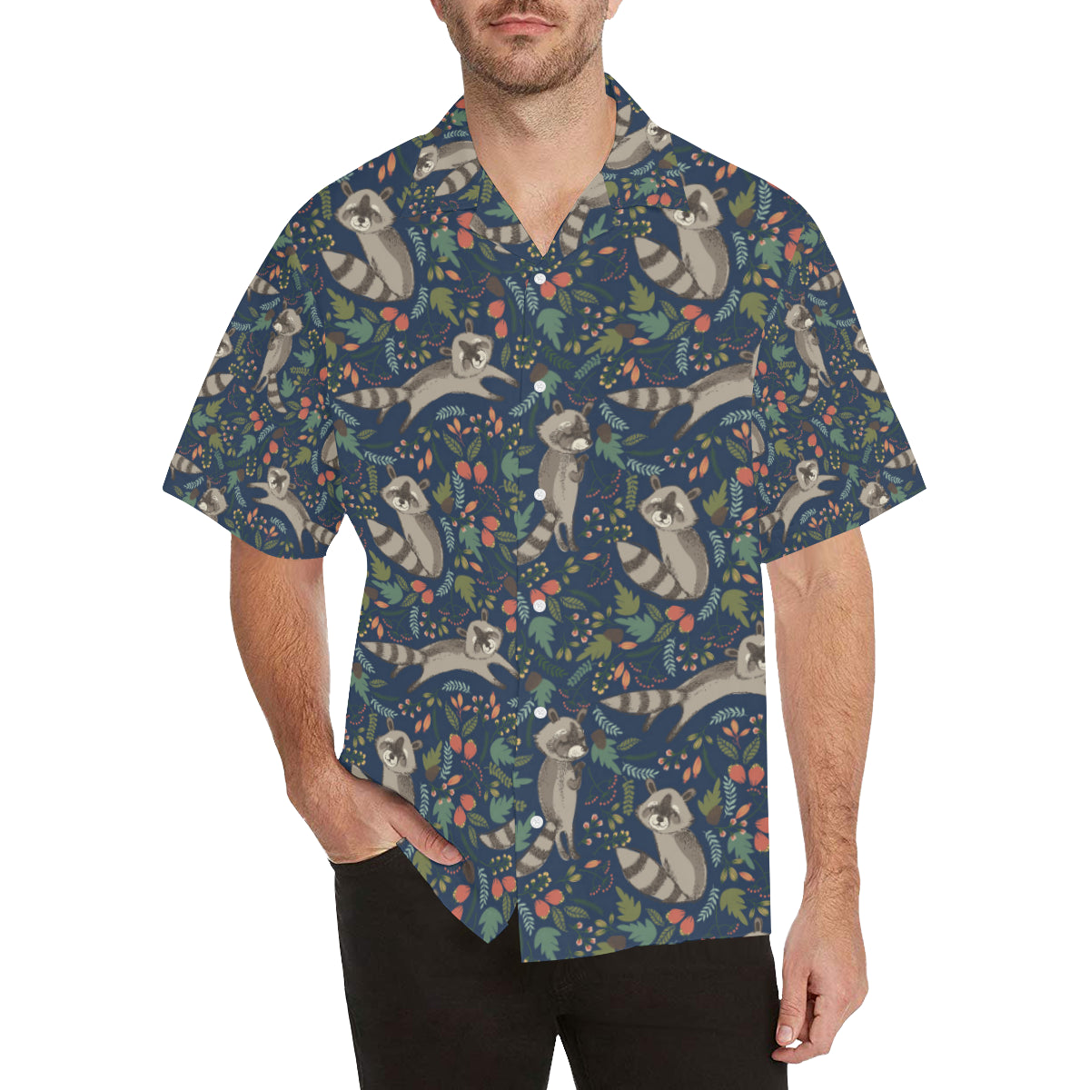 Raccoon Pattern Print Design A02 Men's Hawaiian Shirt