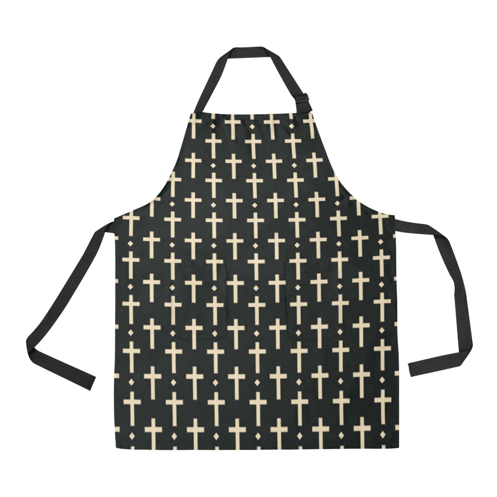 Cross Pattern Print Design 03 Apron with Pocket