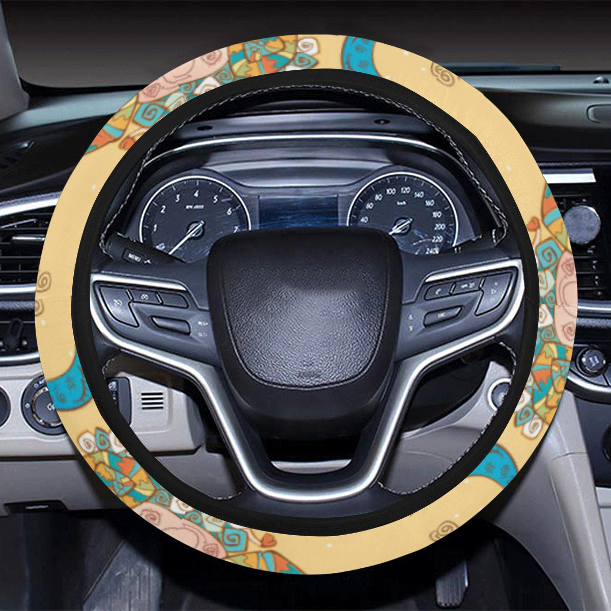 Aries Zodiac Pattern Print Design 03 Steering Wheel Cover with Elastic Edge