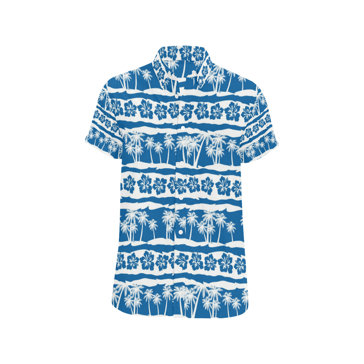 Hawaiian Themed Pattern Print Design H021 Men's Short Sleeve Button Up Shirt