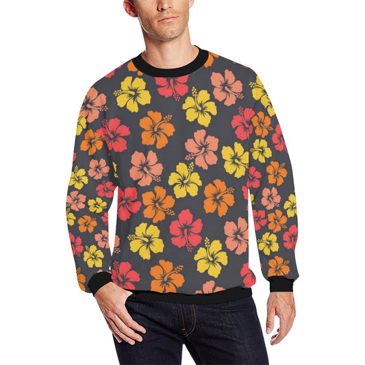 Hibiscus Pattern Print Design HB024 Men Long Sleeve Sweatshirt