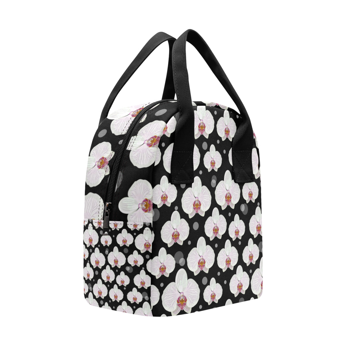 Orchid White Pattern Print Design OR09 Insulated Lunch Bag