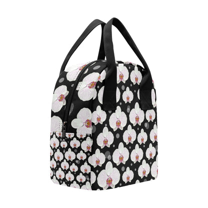 Orchid White Pattern Print Design OR09 Insulated Lunch Bag