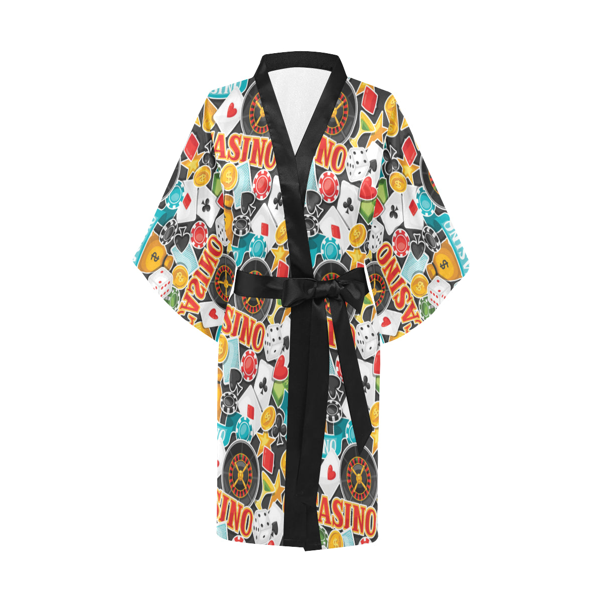 Casino Pattern Print Design 03 Women's Short Kimono