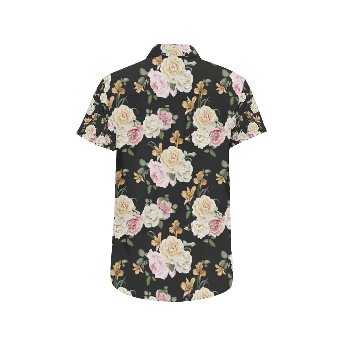Rose Pattern Print Design A01 Men's Short Sleeve Button Up Shirt