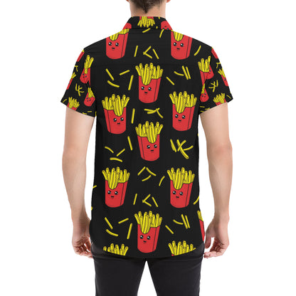 French Fried Pattern Print Design 03 Men's Short Sleeve Button Up Shirt