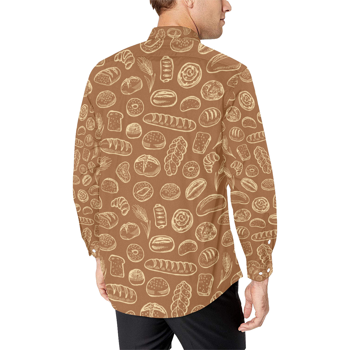 Bread Pattern Print Design 03 Men's Long Sleeve Shirt