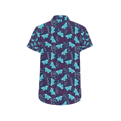 Butterfly Pattern Print Design 011 Men's Short Sleeve Button Up Shirt