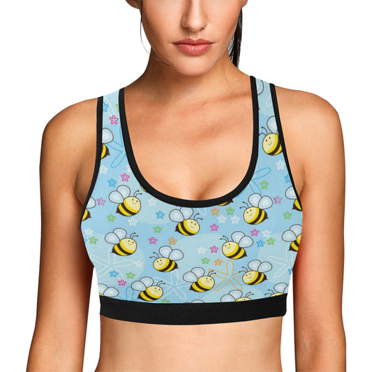 Bee Pattern Print Design BEE03 Sports Bra