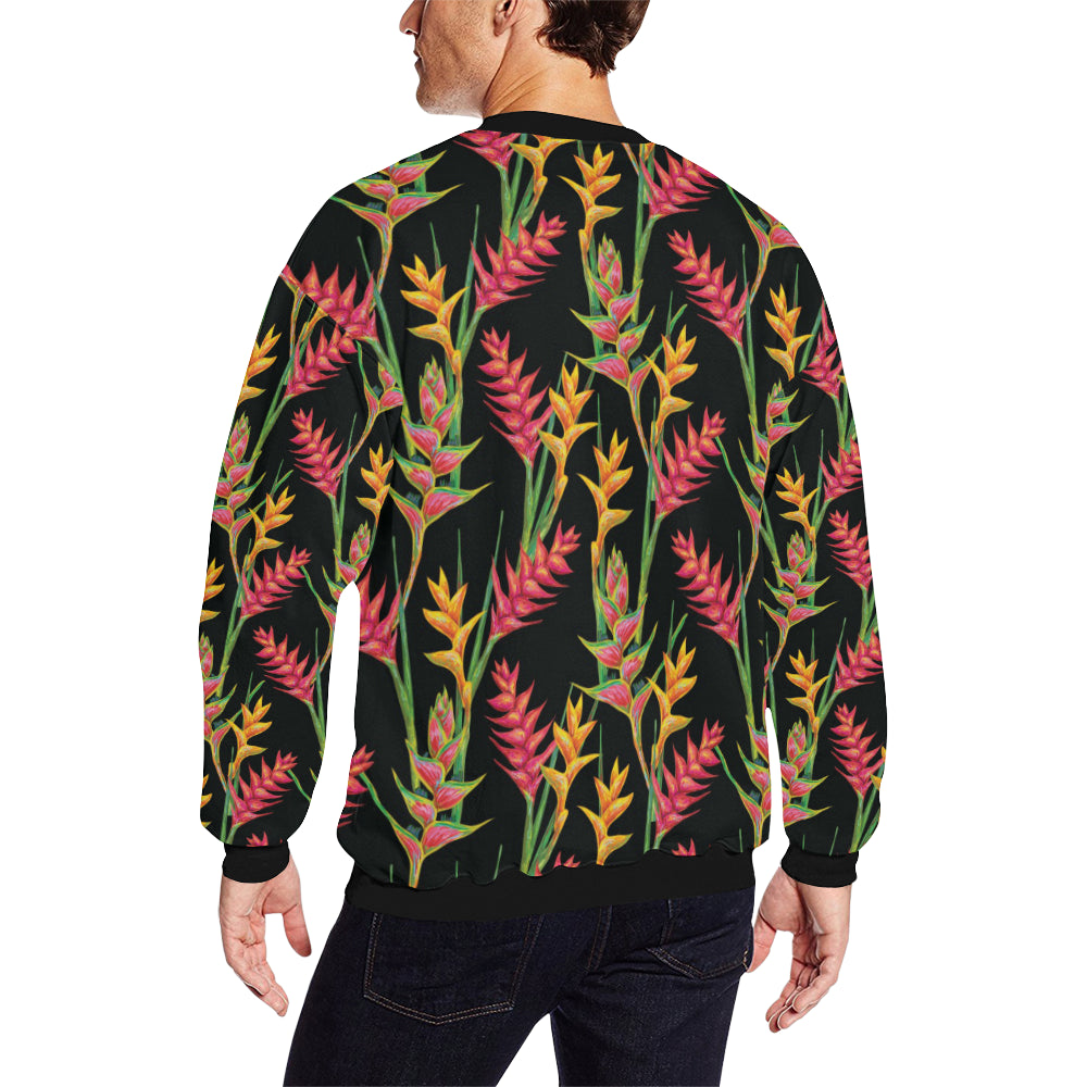 Heliconia Pattern Print Design HL01 Men Long Sleeve Sweatshirt