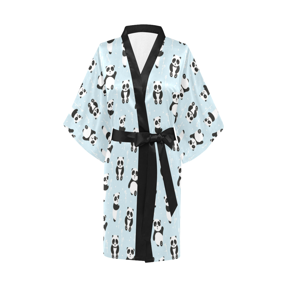 Panda Pattern Print Design A01 Women's Short Kimono