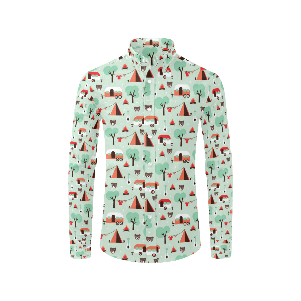 Camper Tent Pattern Print Design 01 Men's Long Sleeve Shirt