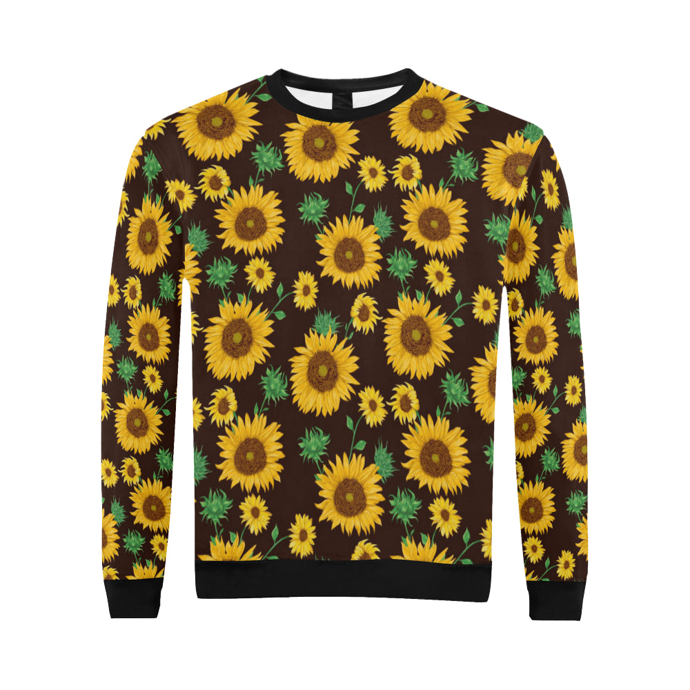 Sunflower Pattern Print Design SF01 Men Long Sleeve Sweatshirt